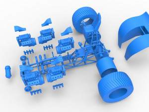 Pulling tractor with 5 engines V8 Version 6 Scale 1 to 25 Modèles 3D en vedette