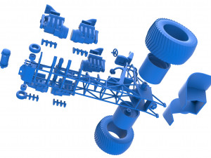 Pulling tractor with 5 engines V8 Version 6 Scale 1 to 25 Modèles 3D en vedette