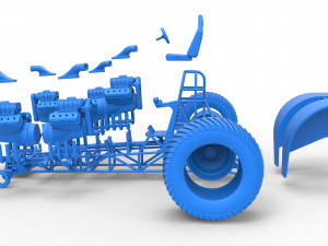 Pulling tractor with 5 engines V8 Version 6 Scale 1 to 25 Modèles 3D en vedette