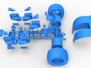 Pulling tractor with 5 engines V8 Version 6 Scale 1 to 25 Modèles 3D en vedette