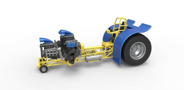 Pulling tractor with 4 engines V8 Version 6 Scale 1 to 25 Modèles 3D en vedette .c4d .max .obj .3ds .fbx .stl .blend