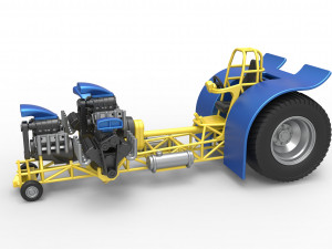 Pulling tractor with 4 engines V8 Version 6 Scale 1 to 25 3D-printmodel