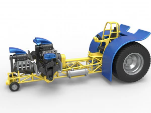 Pulling tractor with 4 engines V8 Version 6 Scale 1 to 25 Modelo de Impressão 3D