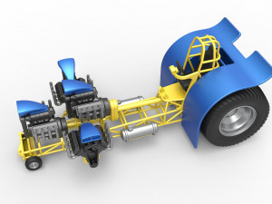 Pulling tractor with 4 engines V8 Version 6 Scale 1 to 25 Modèles 3D en vedette