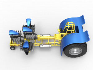 Pulling tractor with 4 engines V8 Version 6 Scale 1 to 25 Modèles 3D en vedette