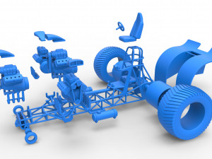 Pulling tractor with 4 engines V8 Version 6 Scale 1 to 25 Modèles 3D en vedette