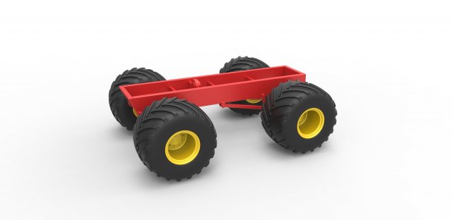 Old school monster truck chassis Scale 1 to 25 3D 프린트 모델 .c4d .max .obj .3ds .fbx .stl .blend