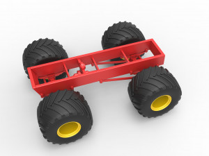 Old school monster truck chassis Scale 1 to 25 3D 프린트 모델