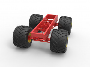 Old school monster truck chassis Scale 1 to 25 3D 프린트 모델