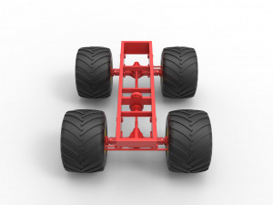 Old school monster truck chassis Scale 1 to 25 3D 프린트 모델