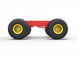 Old school monster truck chassis Scale 1 to 25 3D 프린트 모델