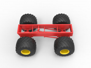 Old school monster truck chassis Scale 1 to 25 3D 프린트 모델