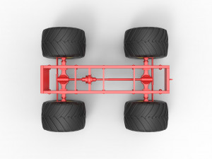 Old school monster truck chassis Scale 1 to 25 3D 프린트 모델