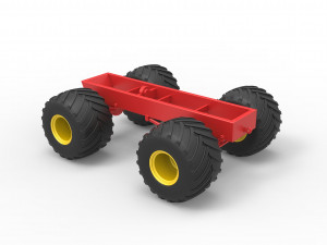 Old school monster truck chassis Scale 1 to 25 3D 프린트 모델