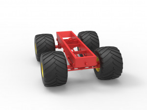 Old school monster truck chassis Scale 1 to 25 3D 프린트 모델