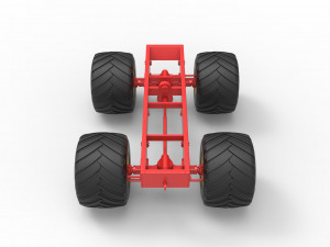 Old school monster truck chassis Scale 1 to 25 3D 프린트 모델