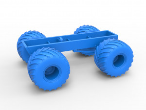 Old school monster truck chassis Scale 1 to 25 3D 프린트 모델