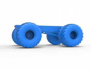 Old school monster truck chassis Scale 1 to 25 3D 프린트 모델