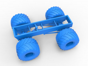 Old school monster truck chassis Scale 1 to 25 3D 프린트 모델