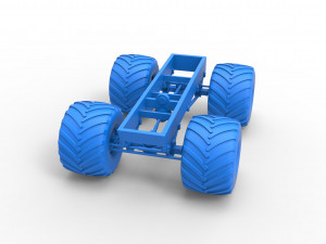 Old school monster truck chassis Scale 1 to 25 3D 프린트 모델