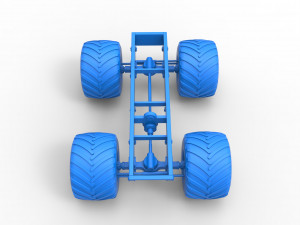 Old school monster truck chassis Scale 1 to 25 3D 프린트 모델