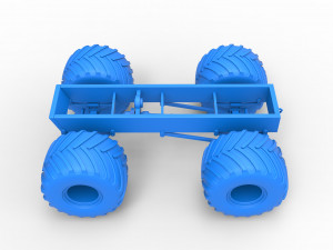 Old school monster truck chassis Scale 1 to 25 3D 프린트 모델