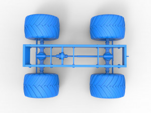 Old school monster truck chassis Scale 1 to 25 3D 프린트 모델