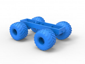 Old school monster truck chassis Scale 1 to 25 3D 프린트 모델