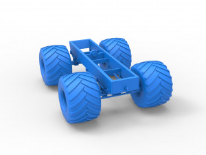 Old school monster truck chassis Scale 1 to 25 3D 프린트 모델