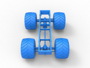 Old school monster truck chassis Scale 1 to 25 3D 프린트 모델