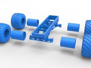 Old school monster truck chassis Scale 1 to 25 3D 프린트 모델