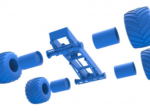 Old school monster truck chassis Scale 1 to 25 3D 프린트 모델
