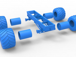 Old school monster truck chassis Scale 1 to 25 3D 프린트 모델