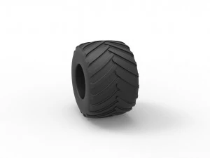 Monster Jam tire 18 Scale 1 to 25 3D Print Model