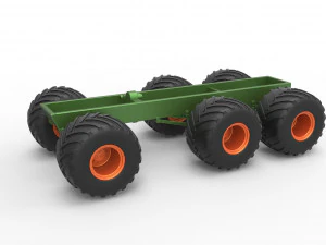 Oldschoolowe podwozie monster trucka 6x6 w skali od 1 do 25 Model do druku 3D