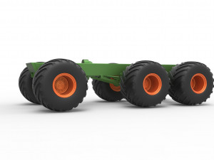Old school monster truck chassis 6x6 Scale 1 to 25 Model do druku 3D