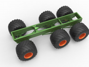 Old school monster truck chassis 6x6 Scale 1 to 25 Model do druku 3D