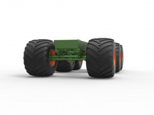 Old school monster truck chassis 6x6 Scale 1 to 25 Model do druku 3D