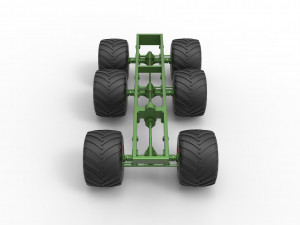 Old school monster truck chassis 6x6 Scale 1 to 25 Model do druku 3D