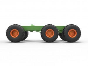 Old school monster truck chassis 6x6 Scale 1 to 25 Model do druku 3D