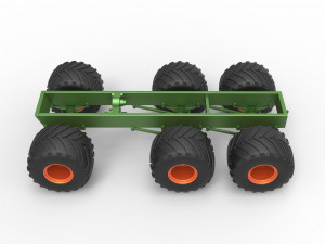 Old school monster truck chassis 6x6 Scale 1 to 25 Model do druku 3D