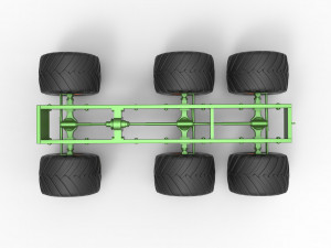 Old school monster truck chassis 6x6 Scale 1 to 25 Model do druku 3D