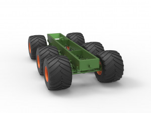 Old school monster truck chassis 6x6 Scale 1 to 25 Model do druku 3D