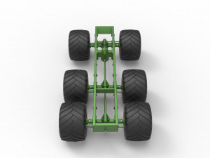 Old school monster truck chassis 6x6 Scale 1 to 25 Model do druku 3D