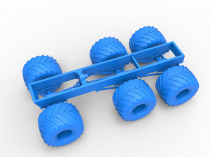 Old school monster truck chassis 6x6 Scale 1 to 25 Model do druku 3D