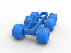 Old school monster truck chassis 6x6 Scale 1 to 25 Model do druku 3D