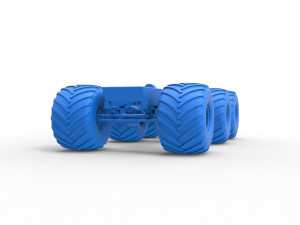 Old school monster truck chassis 6x6 Scale 1 to 25 Model do druku 3D