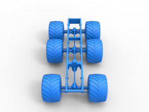 Old school monster truck chassis 6x6 Scale 1 to 25 Model do druku 3D