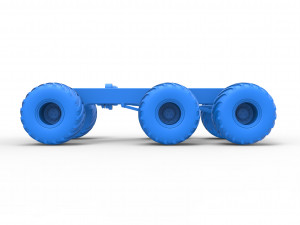 Old school monster truck chassis 6x6 Scale 1 to 25 Model do druku 3D