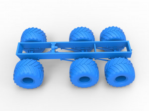 Old school monster truck chassis 6x6 Scale 1 to 25 Model do druku 3D